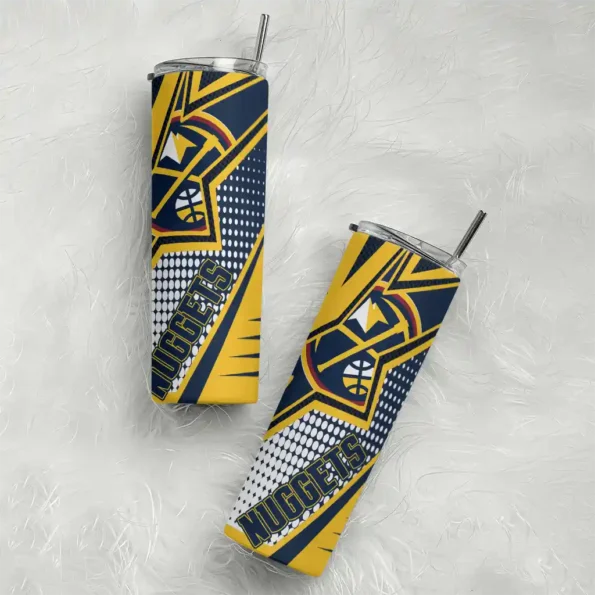 custom denver nuggets web stripes blue white skinny tumbler top rated.webp