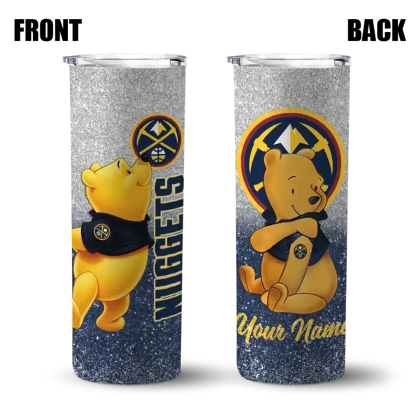 custom denver nuggets winnie the pooh blue gray skinny tumbler fashion forward.webp