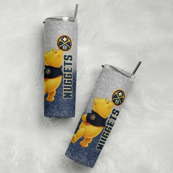 custom denver nuggets winnie the pooh blue gray skinny tumbler top rated.webp