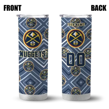 custom denver nuggets zipper leopard blue skinny tumbler fashion forward.webp