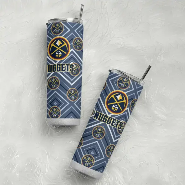 custom denver nuggets zipper leopard blue skinny tumbler top rated.webp