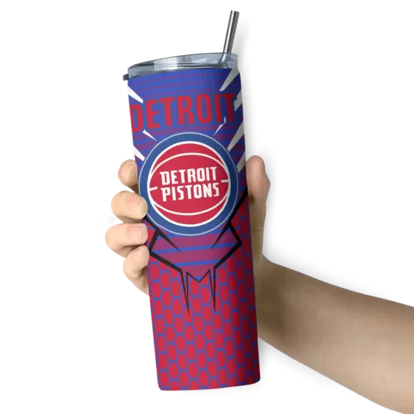 custom detroit pistons chevron stripes red skinny tumbler premium grade.webp