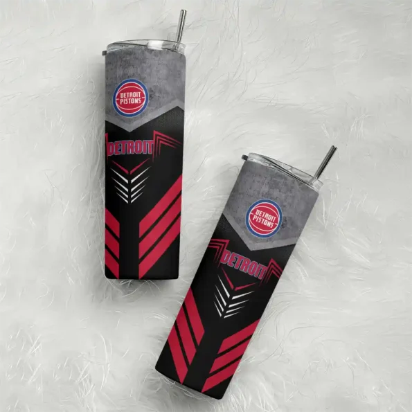 custom detroit pistons hexagon honeycomb red black skinny tumbler top rated.webp