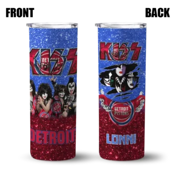 custom detroit pistons kiss band royal blue skinny tumbler fashion forward.webp