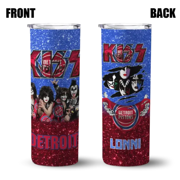custom detroit pistons kiss band royal blue skinny tumbler fashion forward.webp