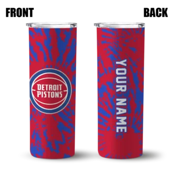 custom detroit pistons metallic grid red skinny tumbler fashion forward.webp