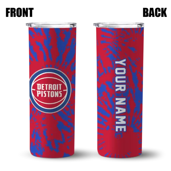 custom detroit pistons metallic grid red skinny tumbler fashion forward.webp
