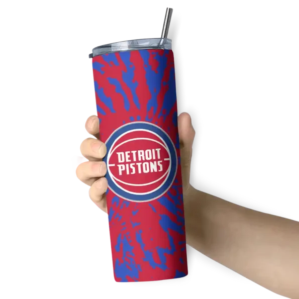 custom detroit pistons metallic grid red skinny tumbler premium grade.webp
