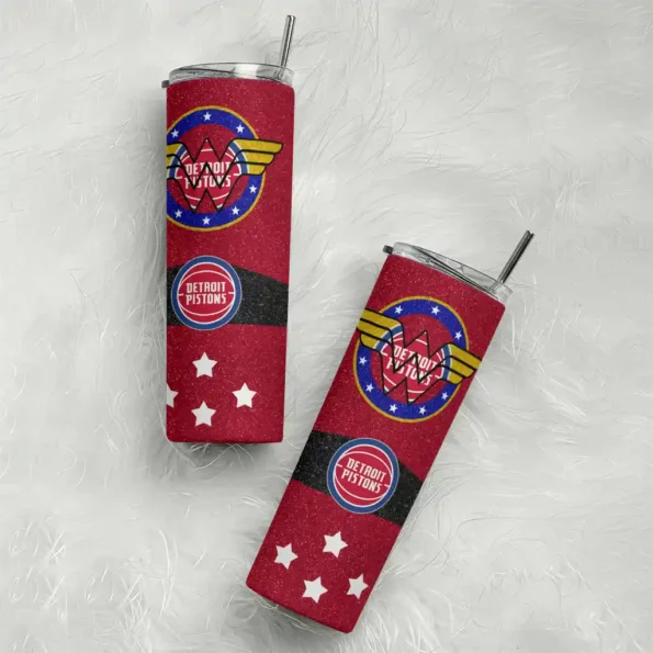 custom detroit pistons star cluster red skinny tumbler top rated.webp