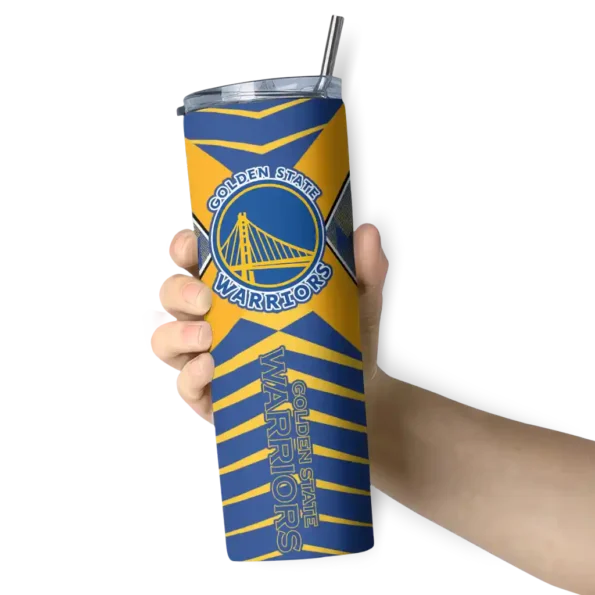 custom golden state warriors camo texture blue skinny tumbler premium grade.webp