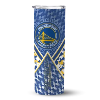 custom golden state warriors monogram burst blue white skinny tumbler best selling 1.webp