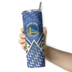 custom golden state warriors monogram burst blue white skinny tumbler best selling 1.webp