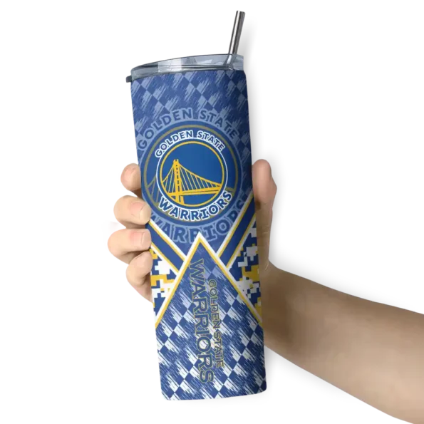custom golden state warriors monogram burst blue white skinny tumbler premium grade.webp