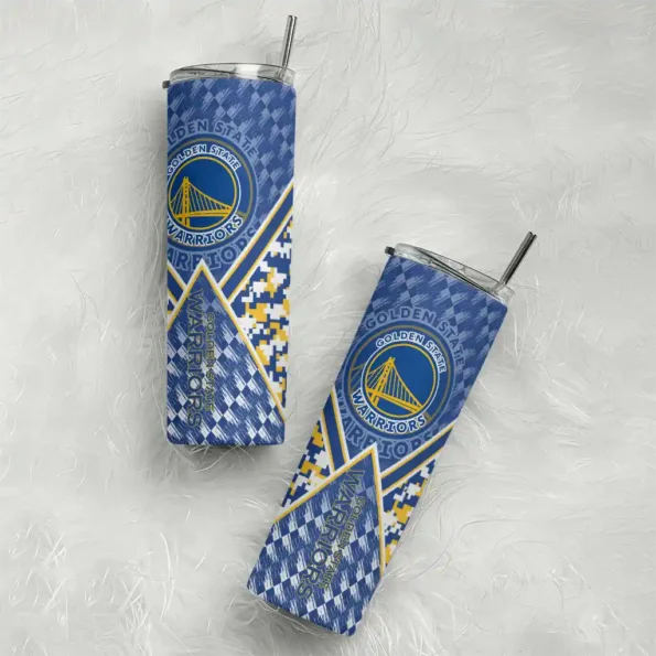 custom golden state warriors monogram burst blue white skinny tumbler top rated.webp