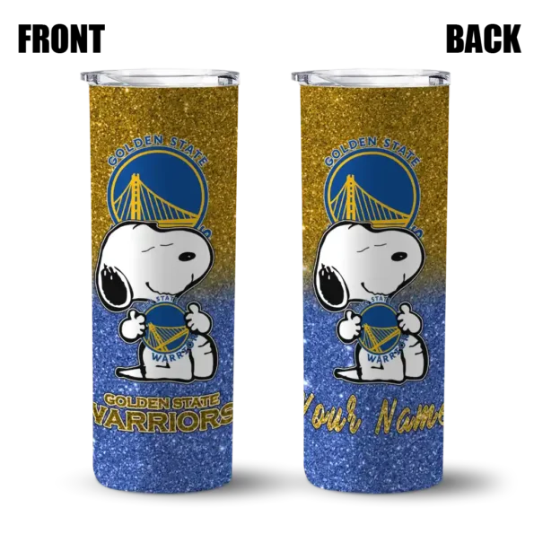 custom golden state warriors snoopy attitude blue skinny tumbler fashion forward.webp