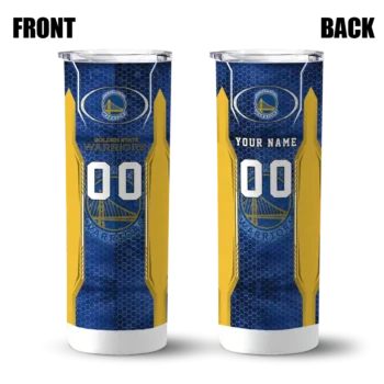 custom golden state warriors stacked diamond blue skinny tumbler fashion forward.webp