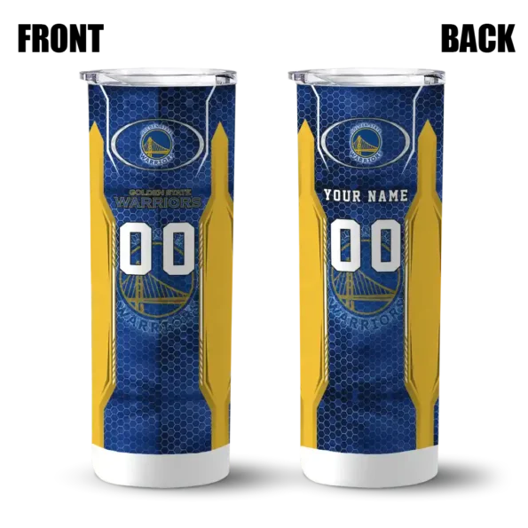 custom golden state warriors stacked diamond blue skinny tumbler fashion forward.webp