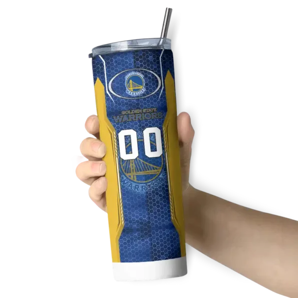 custom golden state warriors stacked diamond blue skinny tumbler premium grade.webp