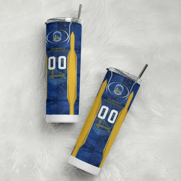 custom golden state warriors stacked diamond blue skinny tumbler top rated.webp