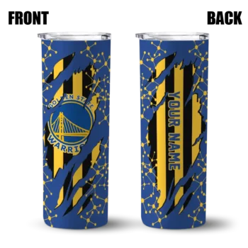 custom golden state warriors star pop blue black skinny tumbler fashion forward.webp