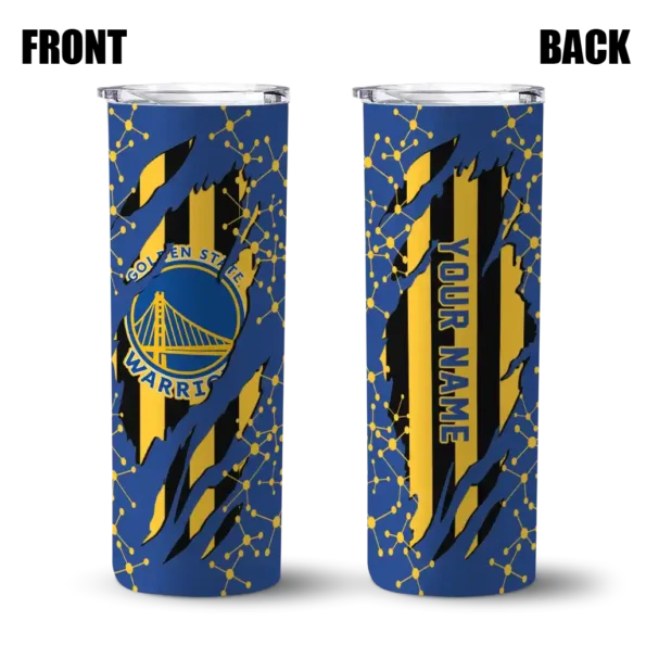 custom golden state warriors star pop blue black skinny tumbler fashion forward.webp