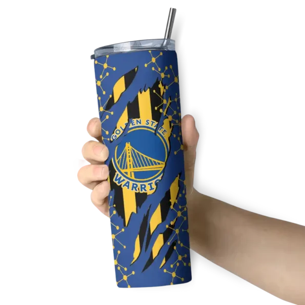 custom golden state warriors star pop blue black skinny tumbler premium grade.webp