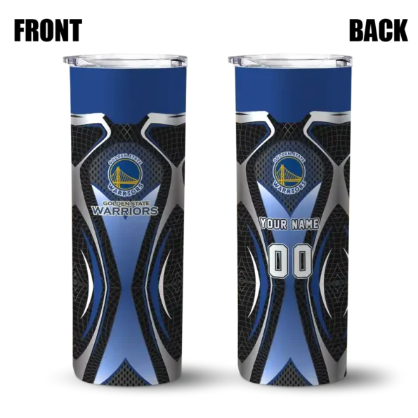 custom golden state warriors superman emblem blue black skinny tumbler fashion forward.webp