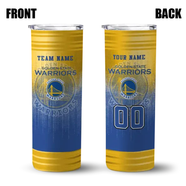 custom golden state warriors swirl texture blue skinny tumbler fashion forward.webp