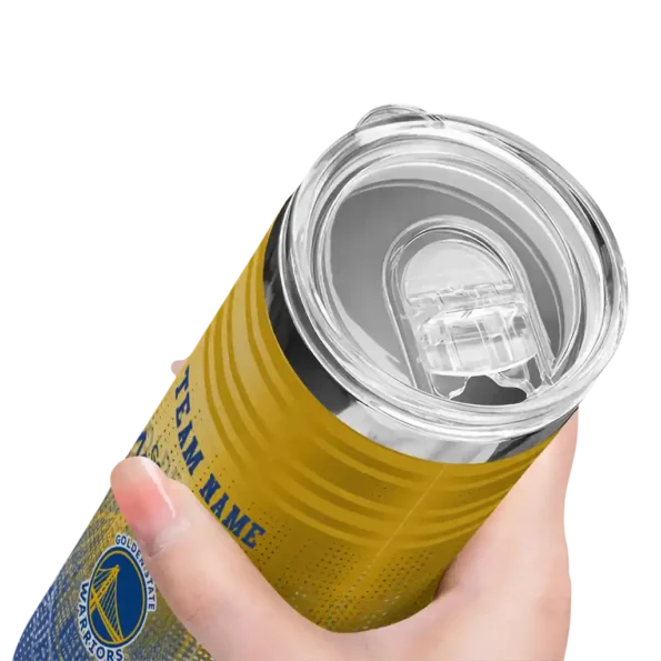 custom golden state warriors swirl texture blue skinny tumbler high quality.webp