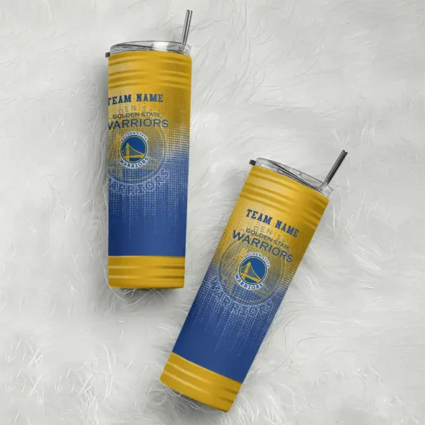custom golden state warriors swirl texture blue skinny tumbler top rated.webp