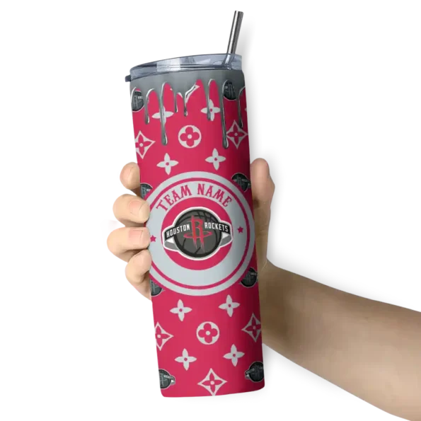 custom houston rockets camo streak red skinny tumbler premium grade.webp
