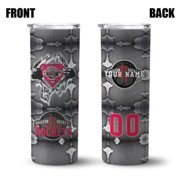 custom houston rockets chevron v red gray skinny tumbler fashion forward.webp