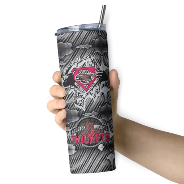 custom houston rockets chevron v red gray skinny tumbler premium grade.webp
