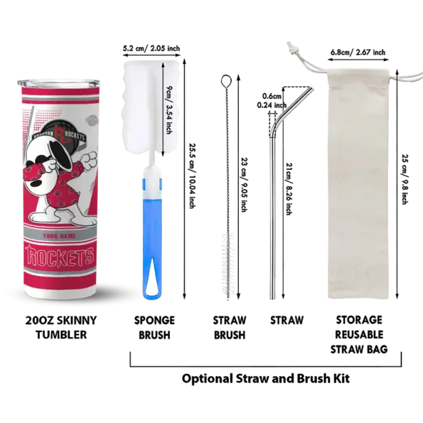 custom houston rockets snoopy dog red white skinny tumbler new arrival.webp