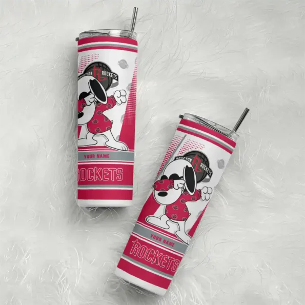 custom houston rockets snoopy dog red white skinny tumbler top rated.webp