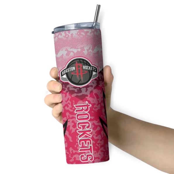 custom houston rockets spiral burst print red skinny tumbler premium grade.webp