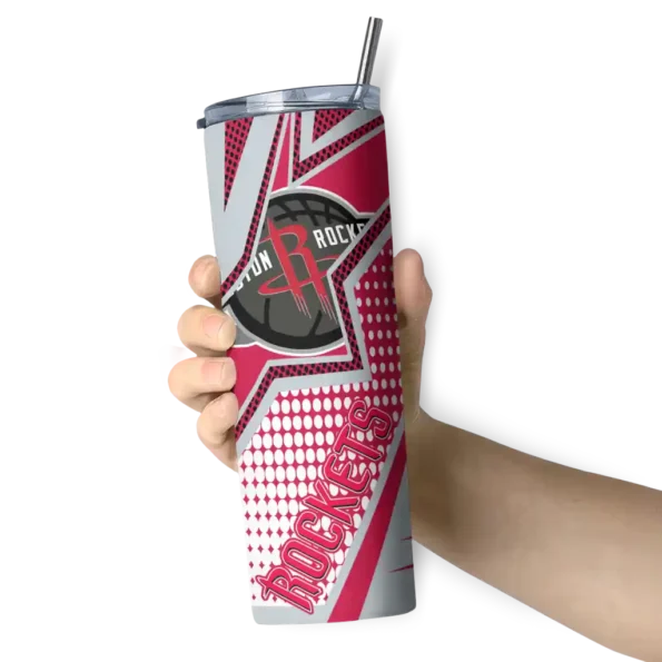 custom houston rockets web stripes red white skinny tumbler premium grade.webp