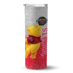 custom houston rockets winnie the pooh red gray skinny tumbler best selling 1.webp