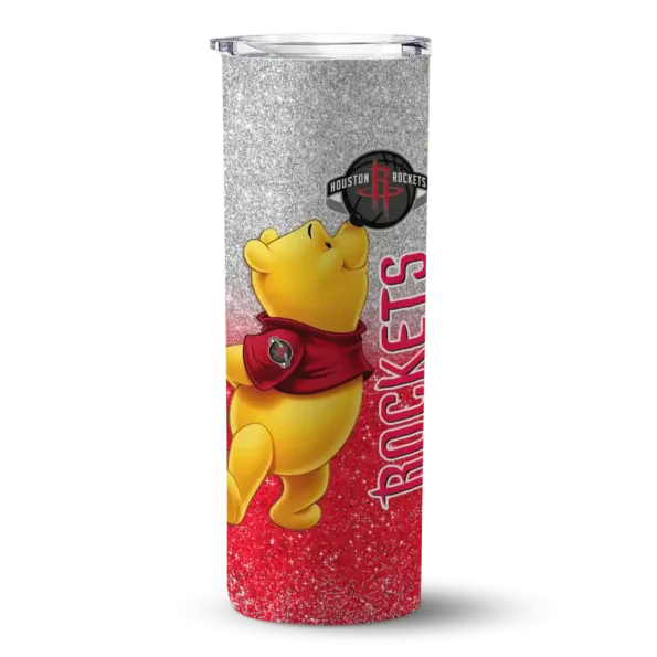 custom houston rockets winnie the pooh red gray skinny tumbler best selling 1.webp