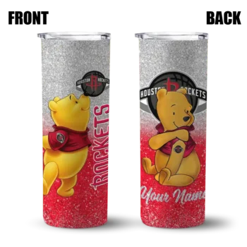 custom houston rockets winnie the pooh red gray skinny tumbler fashion forward.webp