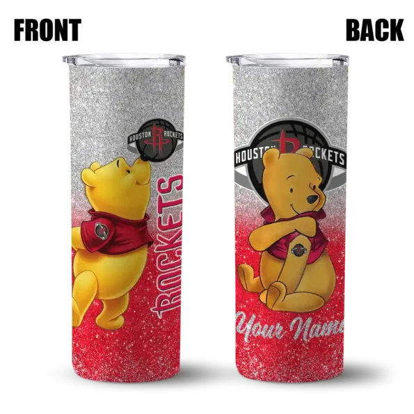 custom houston rockets winnie the pooh red gray skinny tumbler fashion forward.webp