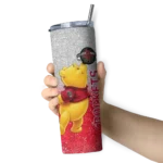 custom houston rockets winnie the pooh red gray skinny tumbler best selling 1.webp