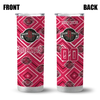 custom houston rockets zipper leopard red skinny tumbler fashion forward.webp