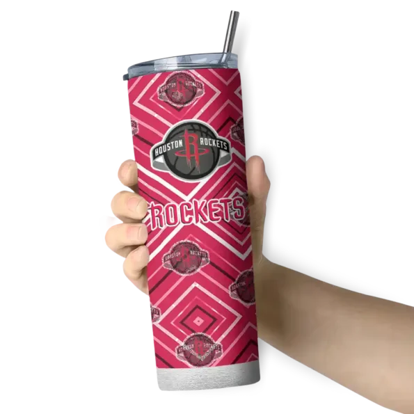 custom houston rockets zipper leopard red skinny tumbler premium grade.webp