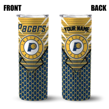custom indiana pacers chevron stripes blue skinny tumbler fashion forward.webp