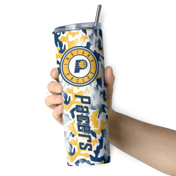 custom indiana pacers claw marks blue white skinny tumbler premium grade.webp