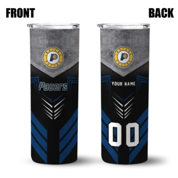 custom indiana pacers hexagon honeycomb blue black skinny tumbler fashion forward.webp