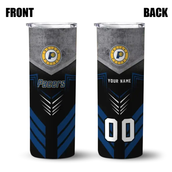 custom indiana pacers hexagon honeycomb blue black skinny tumbler fashion forward.webp
