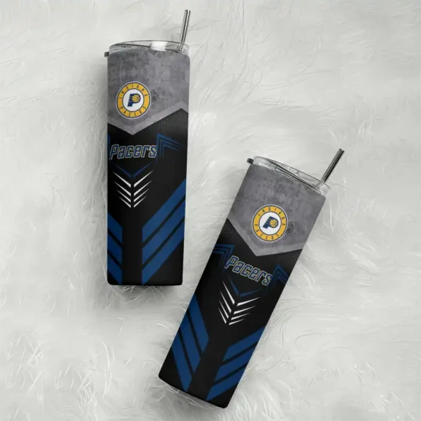 custom indiana pacers hexagon honeycomb blue black skinny tumbler top rated.webp