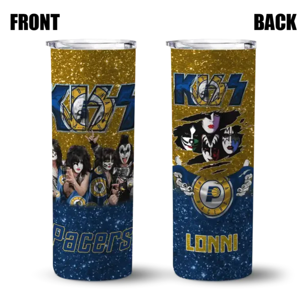 custom indiana pacers kiss band yellow skinny tumbler fashion forward.webp